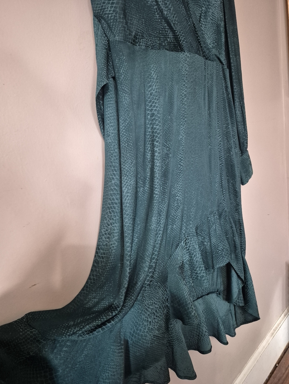 NWT Guess Wrap-Style Teal Faux Snakeskin Dress - Picture 10 of 13
